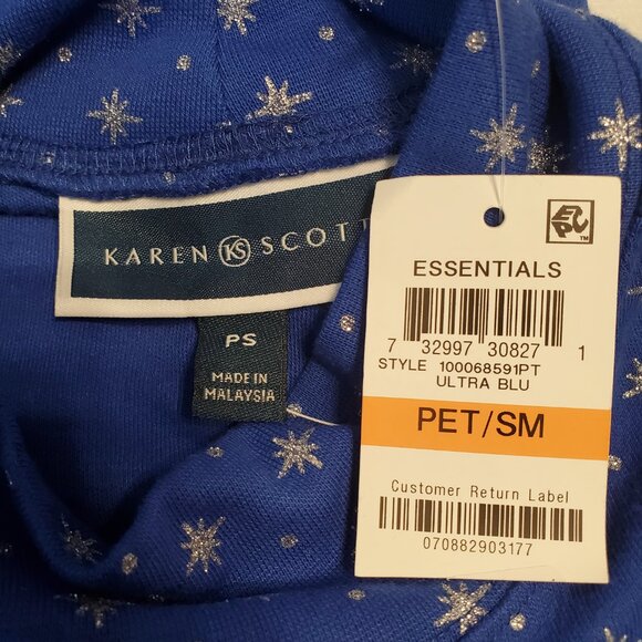 Karen Scott Womens Blue Snowflake Dot Mockneck Top PS - Picture 8 of 10